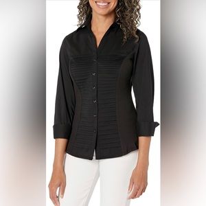 Zac and Rachel Button Down Top Quarter sleeves size 1X black